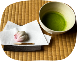 Green tea and Japanese sweets photo